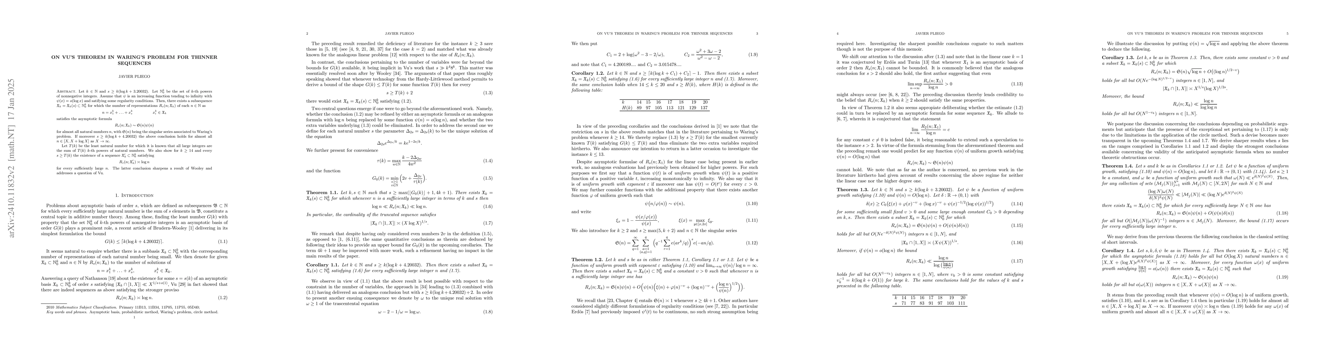 Thumbnail for On Vu's theorem in Waring's problem for thinner sequences