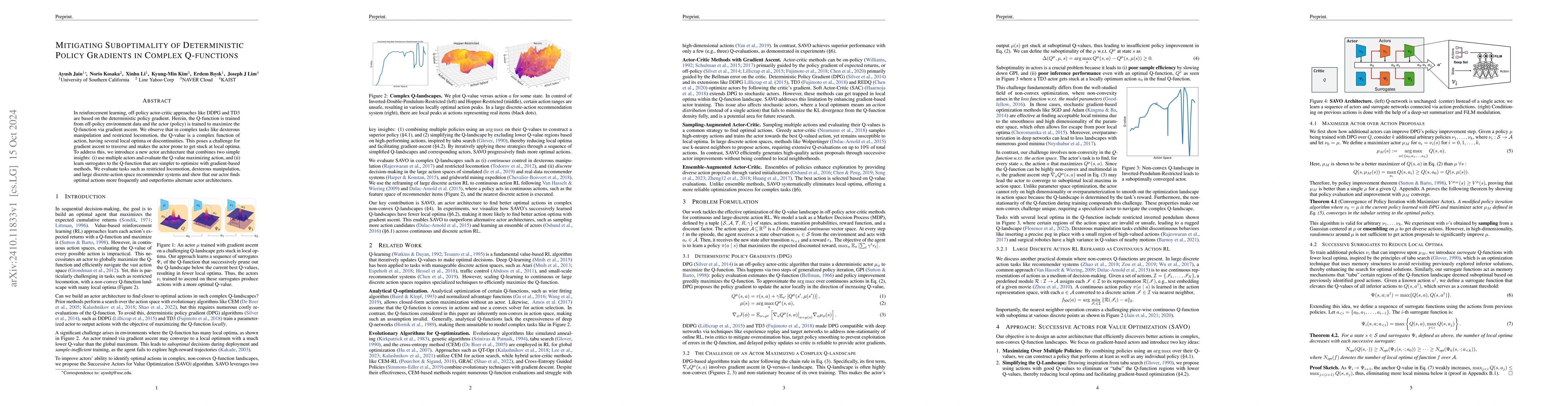 Thumbnail for Mitigating Suboptimality of Deterministic Policy Gradients in Complex
  Q-functions