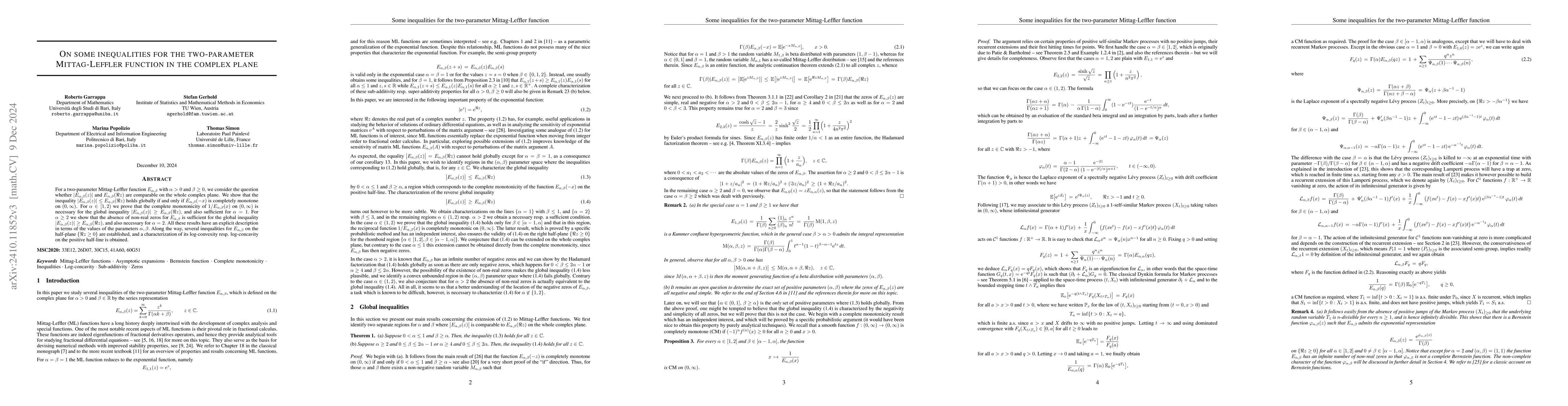 Thumbnail for On some inequalities for the two-parameter Mittag-Leffler function in
  the complex plane