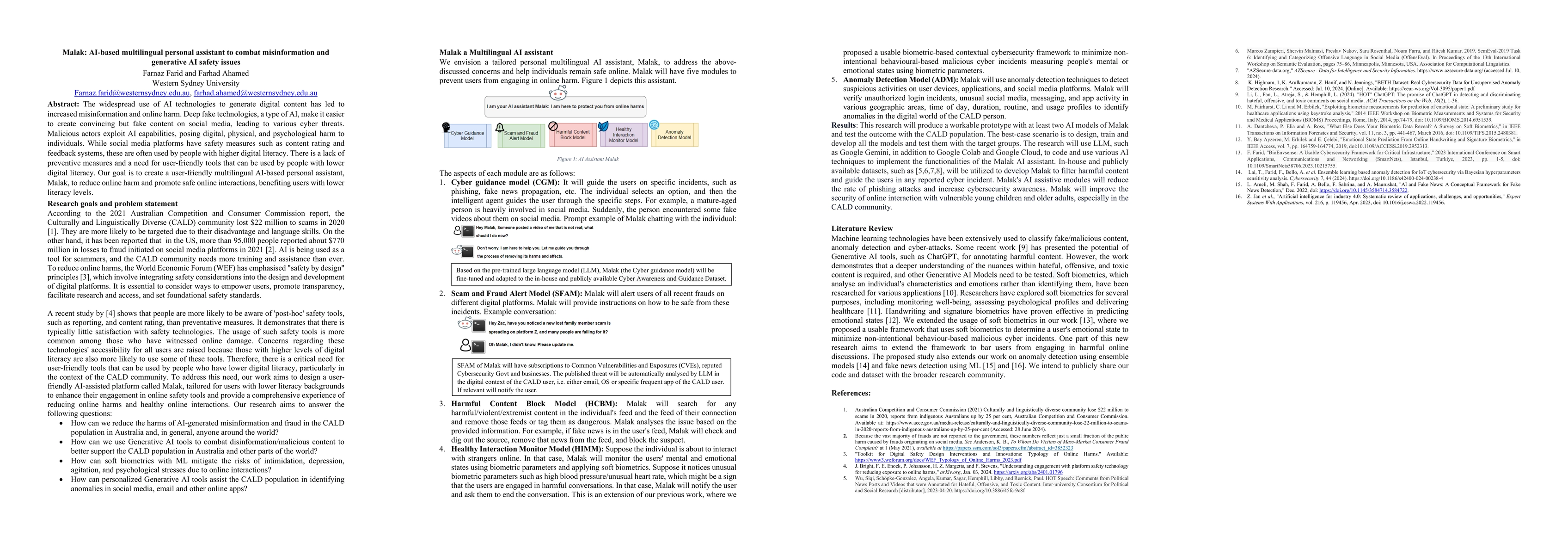 Thumbnail for Malak: AI-based multilingual personal assistant to combat misinformation
  and generative AI safety issues