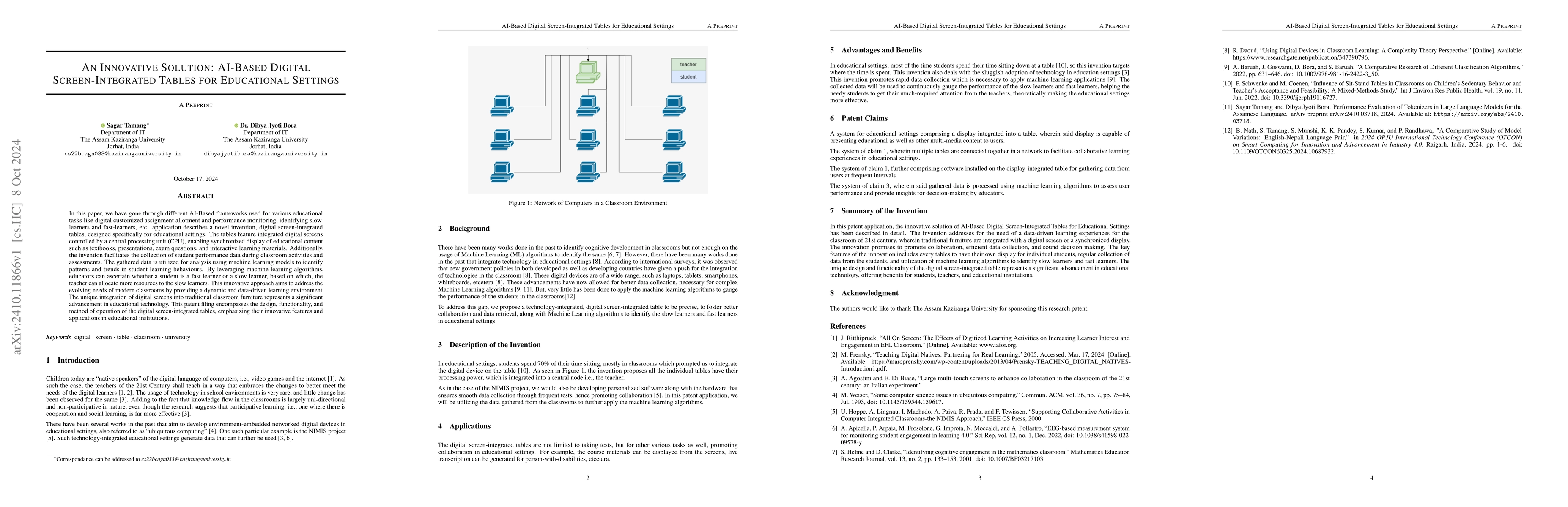 Thumbnail for An Innovative Solution: AI-Based Digital Screen-Integrated Tables for
  Educational Settings