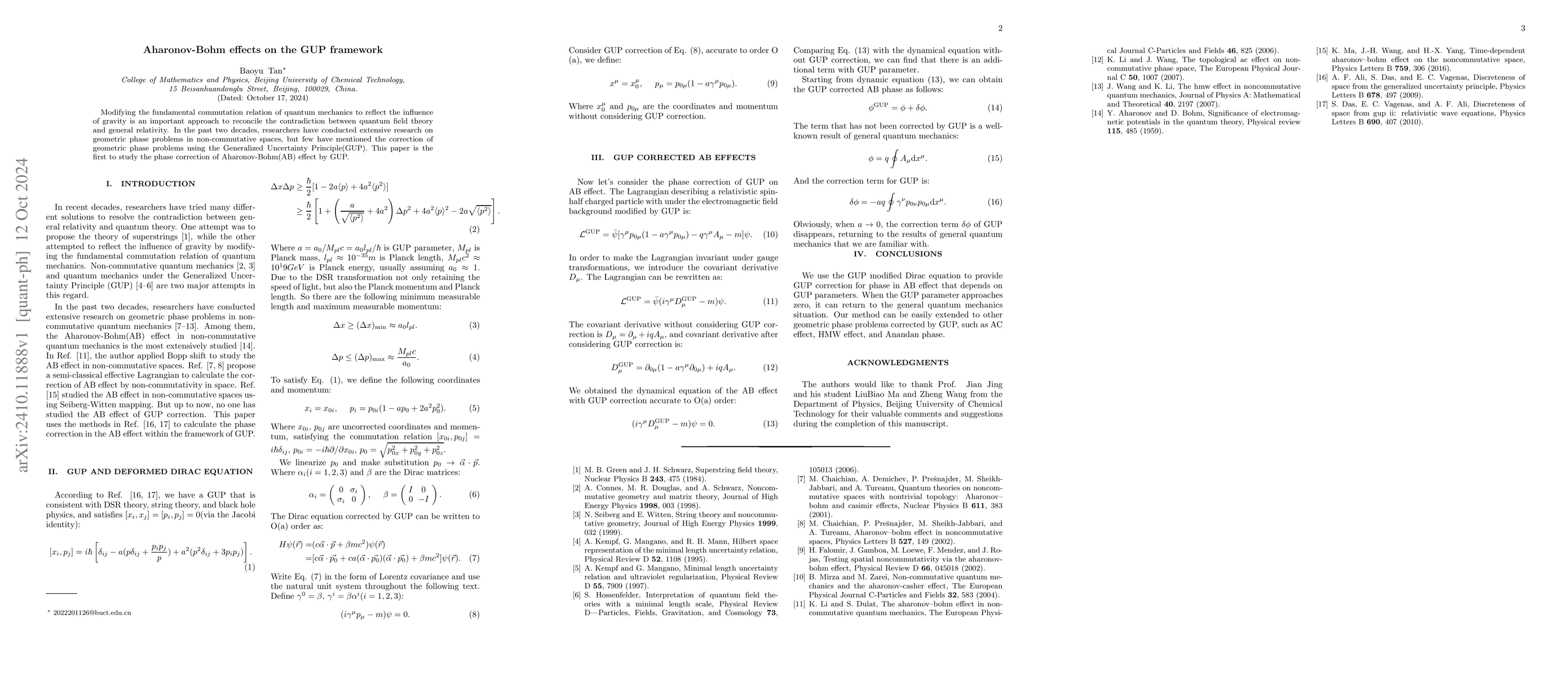 Thumbnail for Aharonov-Bohm effects on the GUP framework