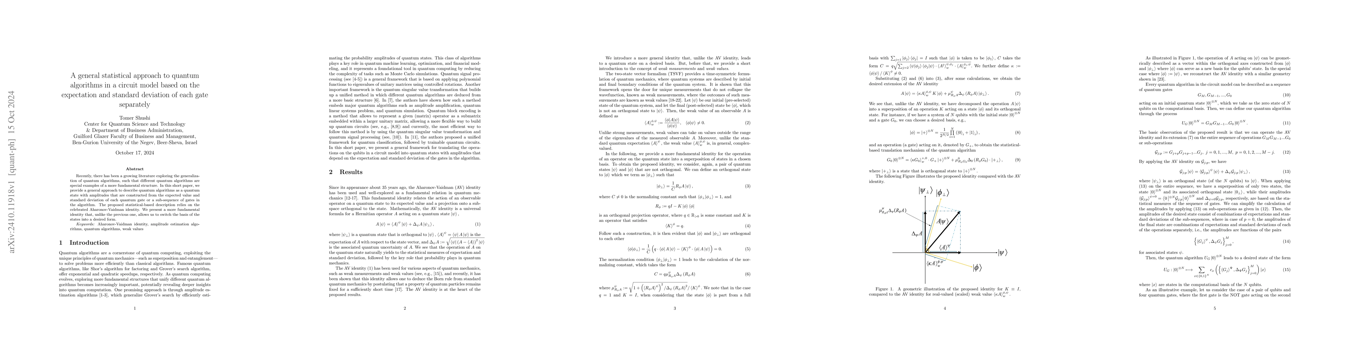 Thumbnail for A general statistical approach to quantum algorithms in a circuit model
  based on the expectation and standard deviation of each gate separately