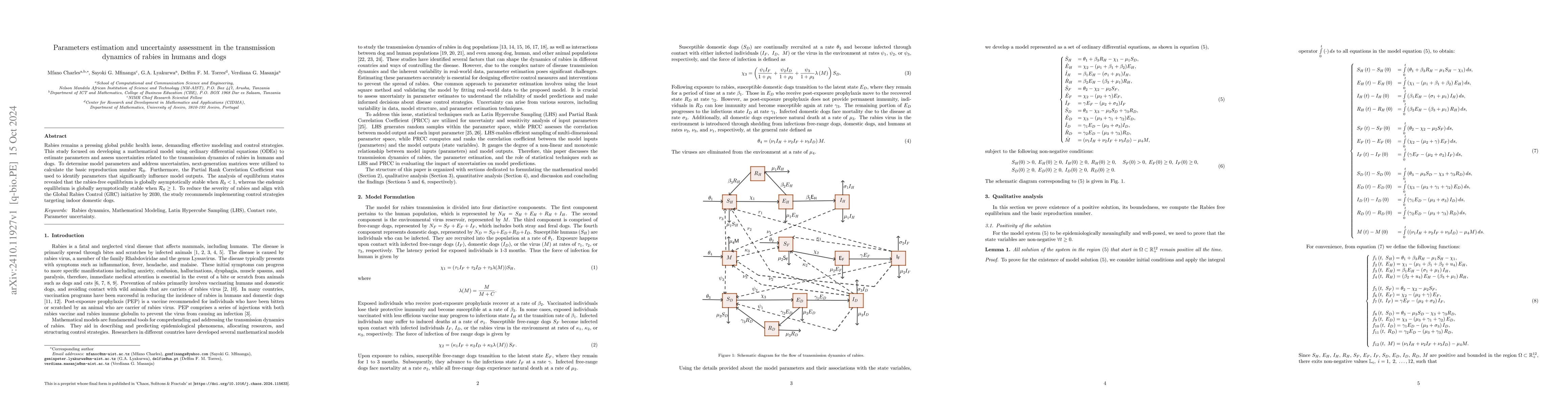 Thumbnail for Parameters estimation and uncertainty assessment in the transmission
  dynamics of rabies in humans and dogs