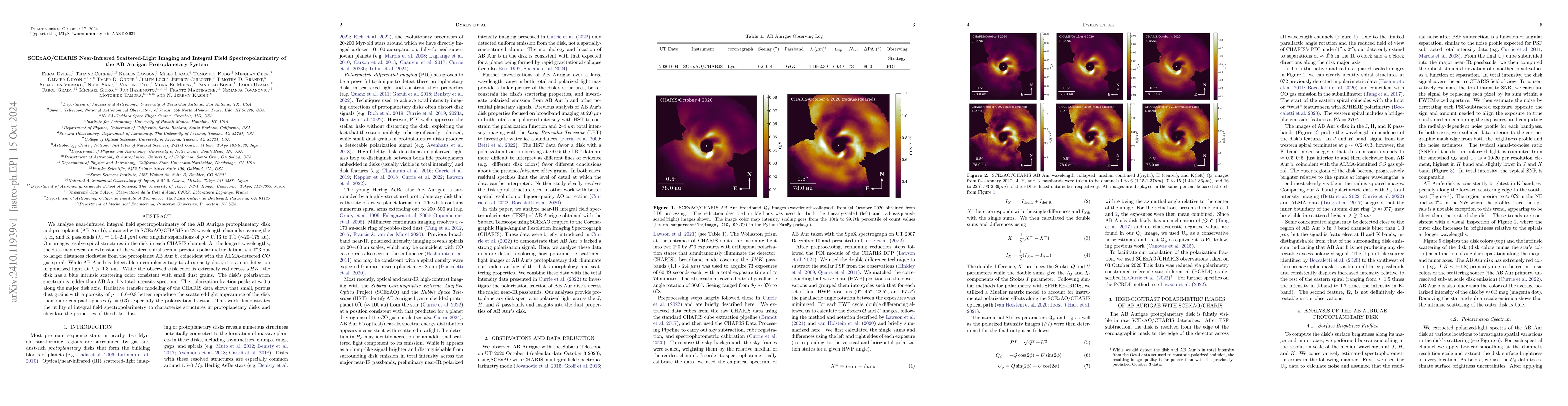 Thumbnail for SCExAO/CHARIS Near-Infrared Scattered-Light Imaging and Integral Field
  Spectropolarimetry of the AB Aurigae Protoplanetary System