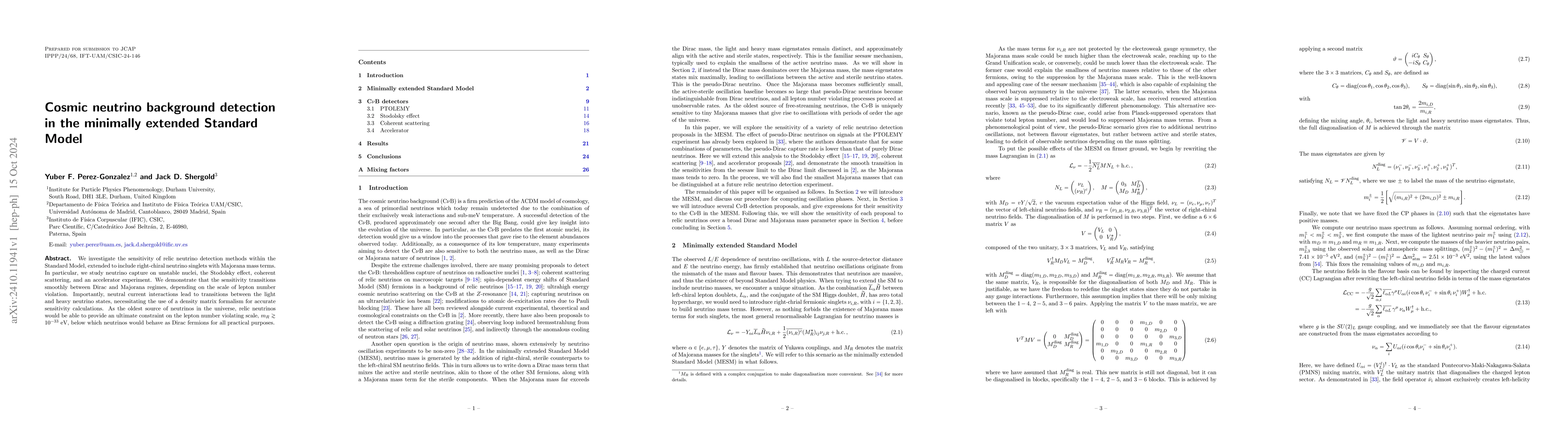 Thumbnail for Cosmic neutrino background detection in the minimally extended Standard
  Model