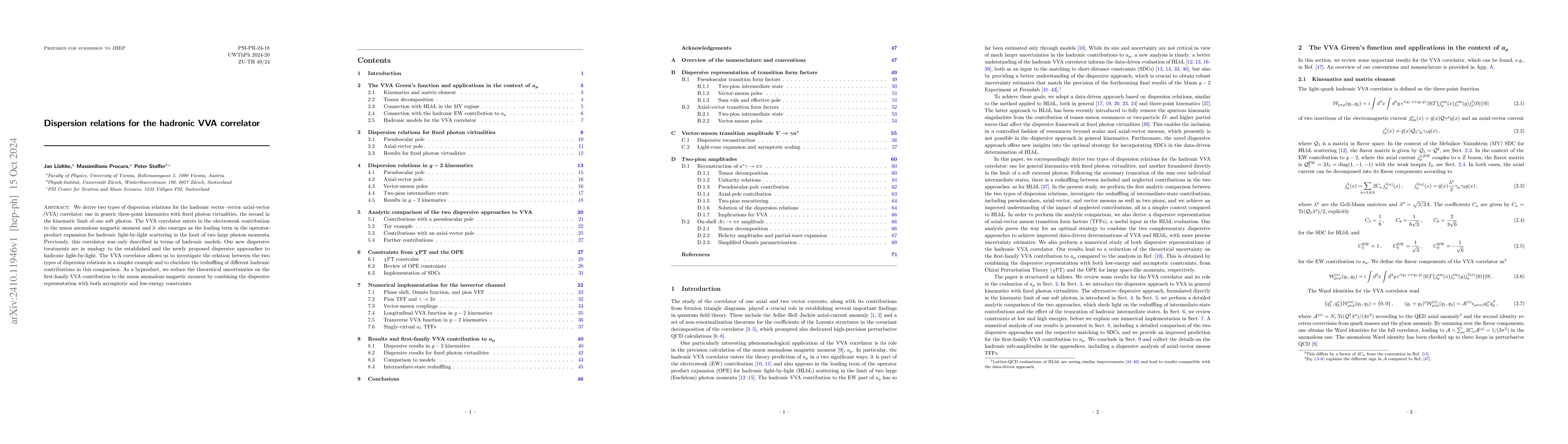 Thumbnail for Dispersion relations for the hadronic VVA correlator