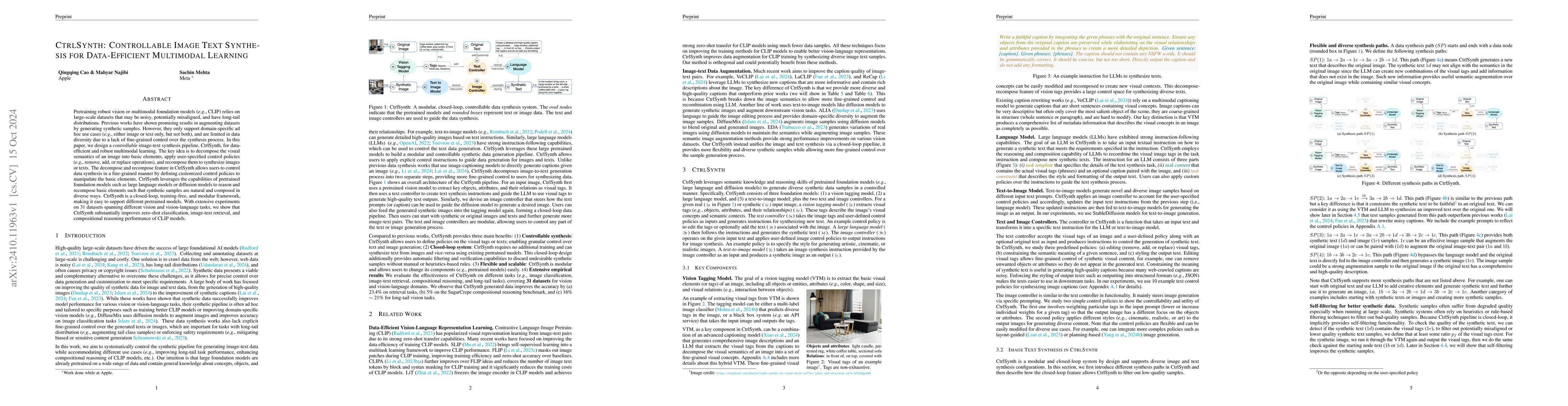 Thumbnail for CtrlSynth: Controllable Image Text Synthesis for Data-Efficient
  Multimodal Learning