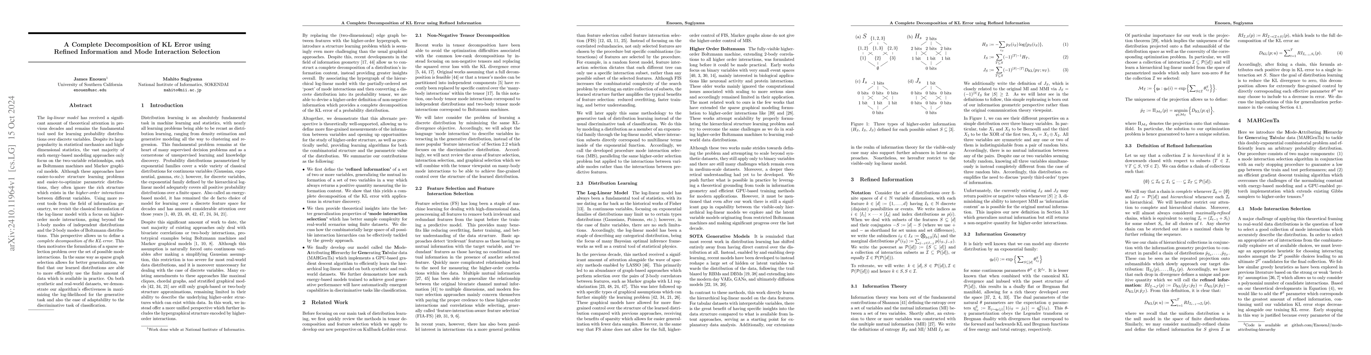 Thumbnail for A Complete Decomposition of KL Error using Refined Information and Mode
  Interaction Selection