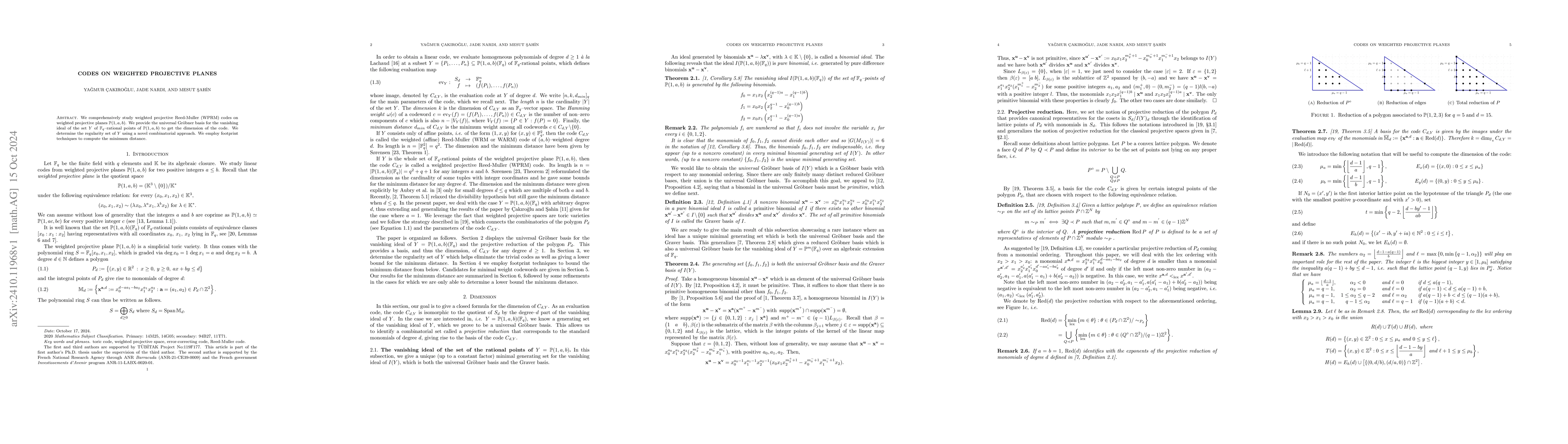 Thumbnail for Codes on Weighted Projective Planes