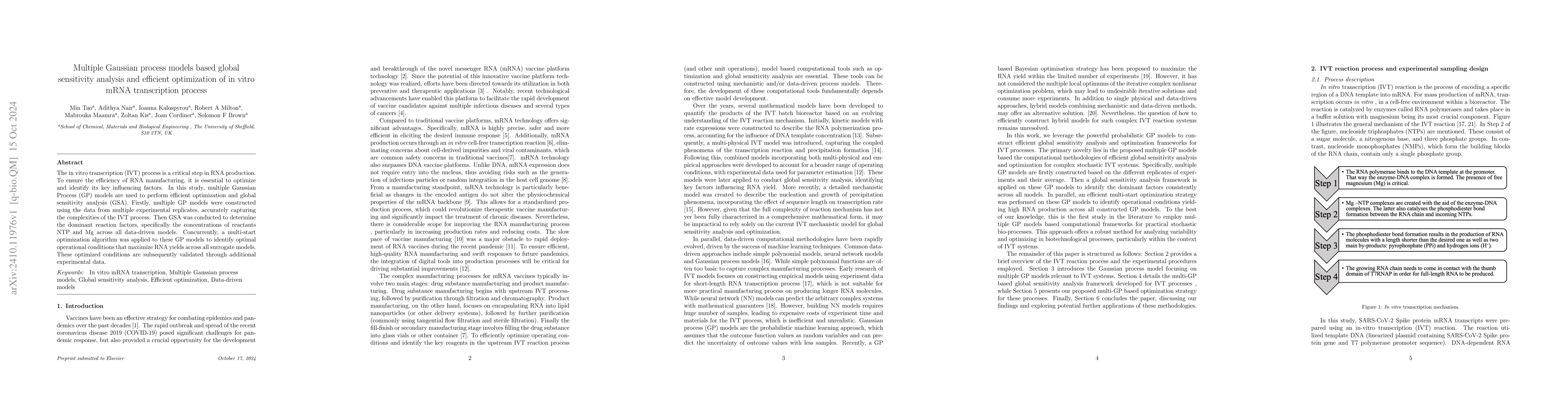 Thumbnail for Multiple Gaussian process models based global sensitivity analysis and
  efficient optimization of in vitro mRNA transcription process