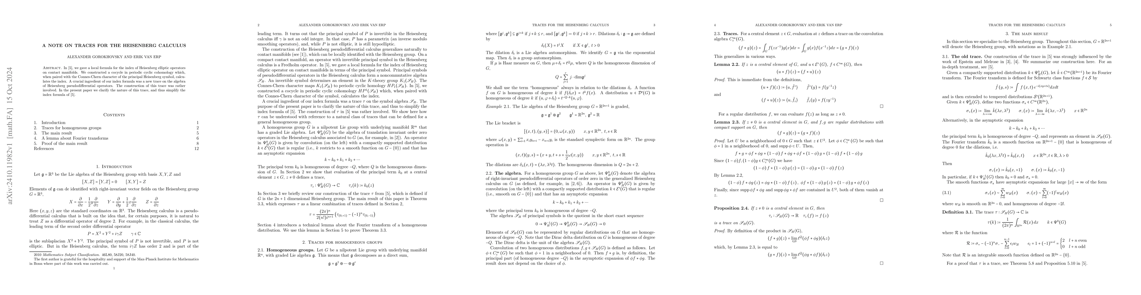 Thumbnail for A note on traces for the Heisenberg calculus
