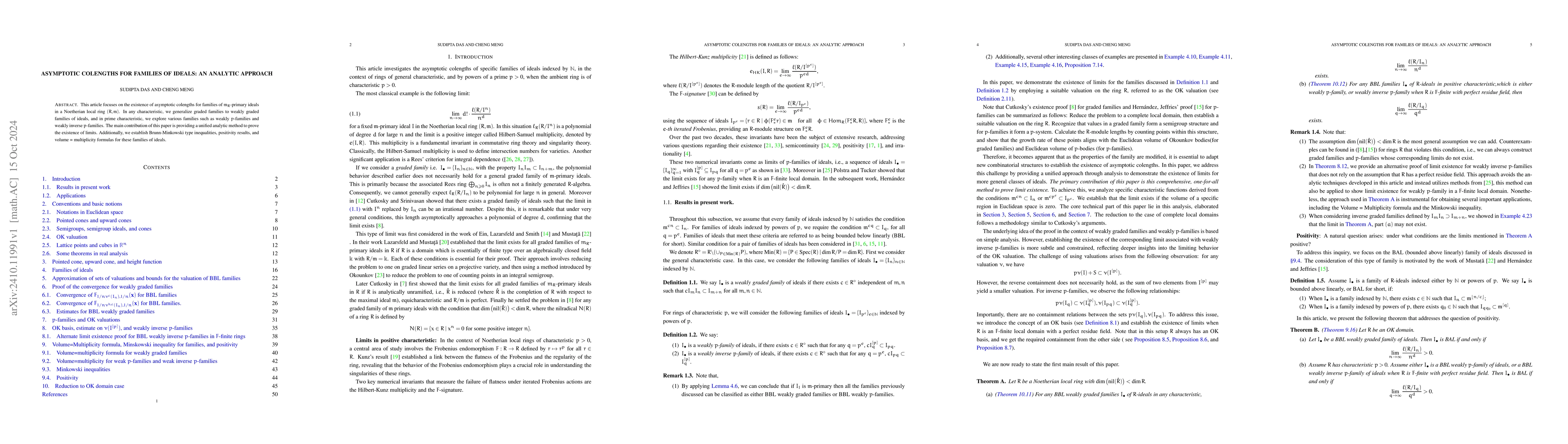 Thumbnail for Asymptotic colengths for families of ideals: an analytic approach