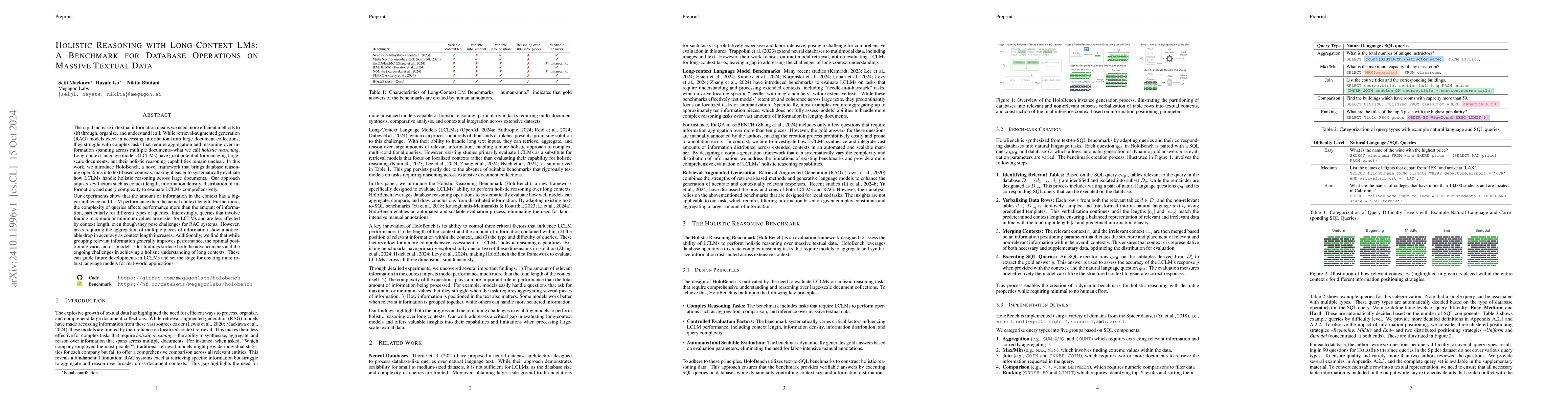 Thumbnail for Holistic Reasoning with Long-Context LMs: A Benchmark for Database
  Operations on Massive Textual Data