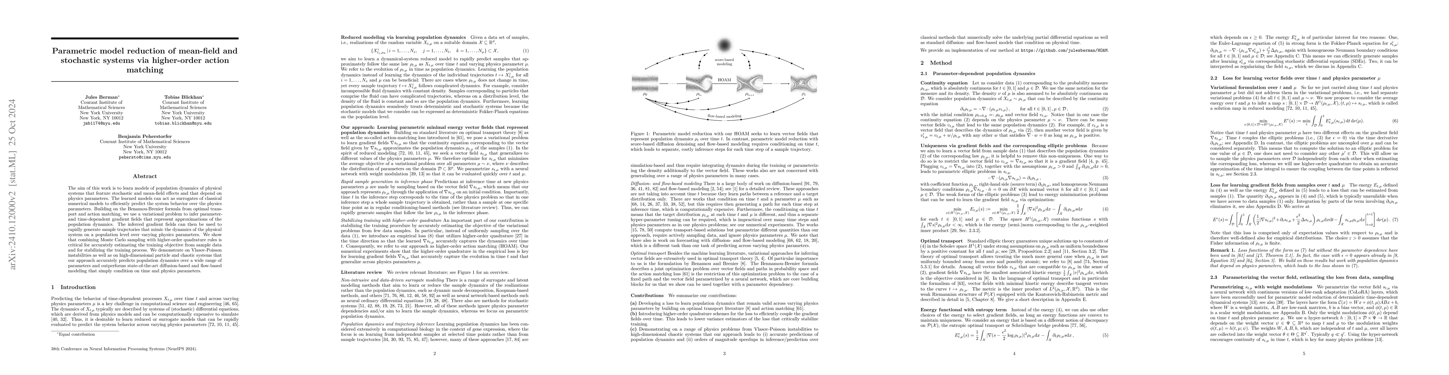 Thumbnail for Parametric model reduction of mean-field and stochastic systems via
  higher-order action matching