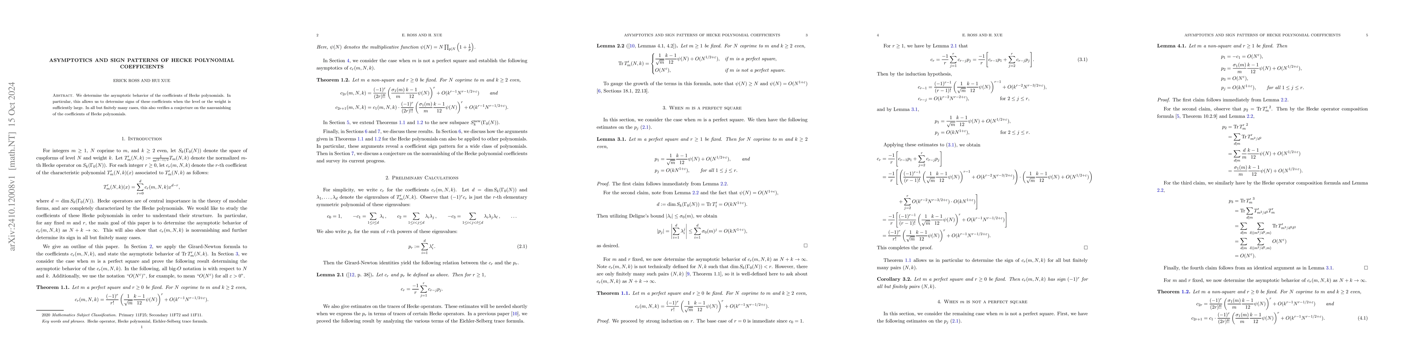 Thumbnail for Asymptotics and sign patterns of Hecke polynomial coefficients