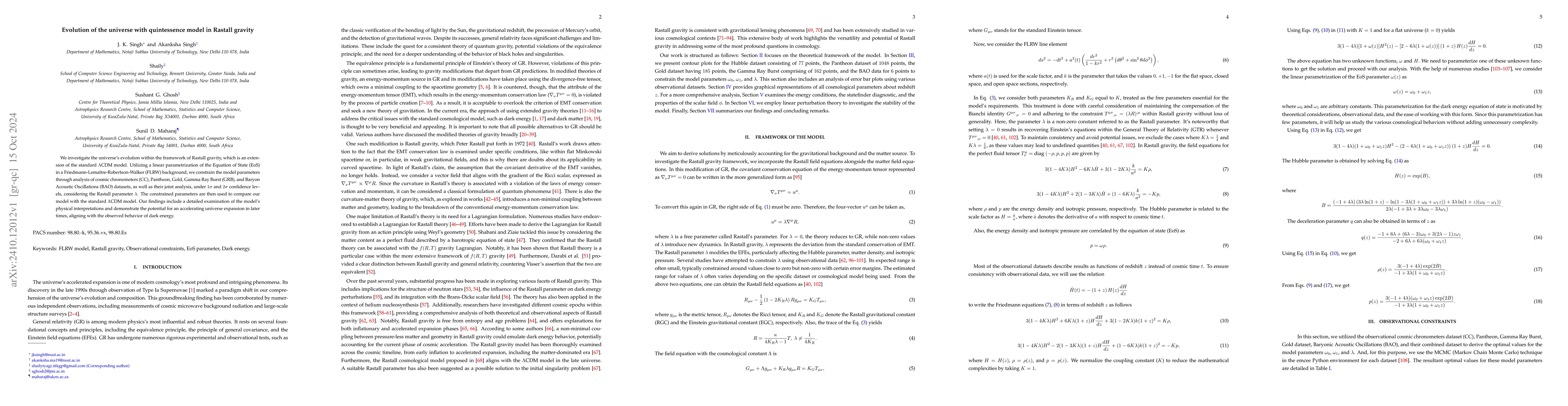 Thumbnail for Evolution of the universe with quintessence model in Rastall gravity