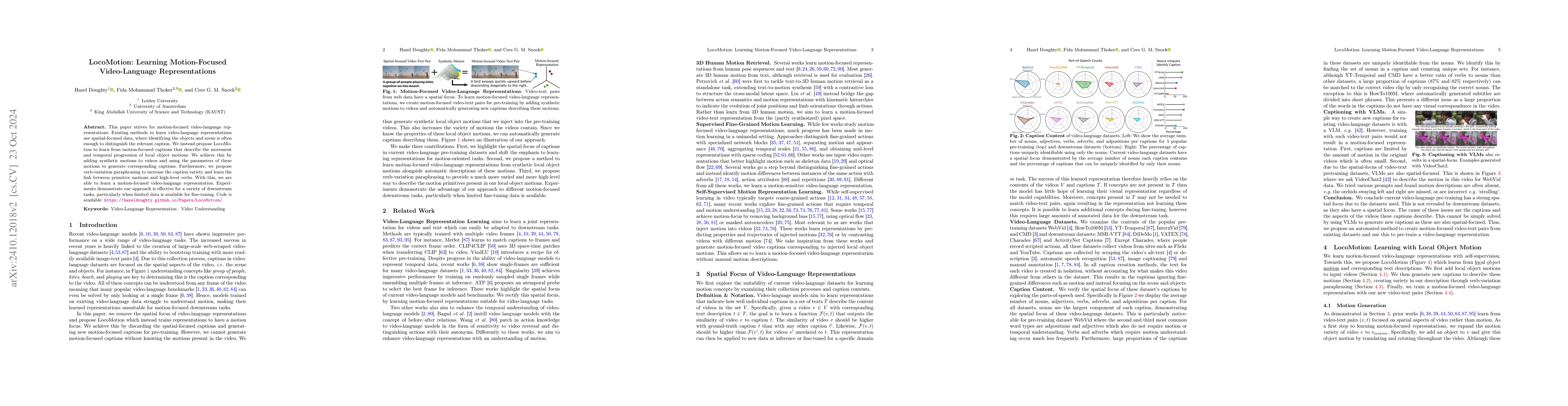 Thumbnail for LocoMotion: Learning Motion-Focused Video-Language Representations