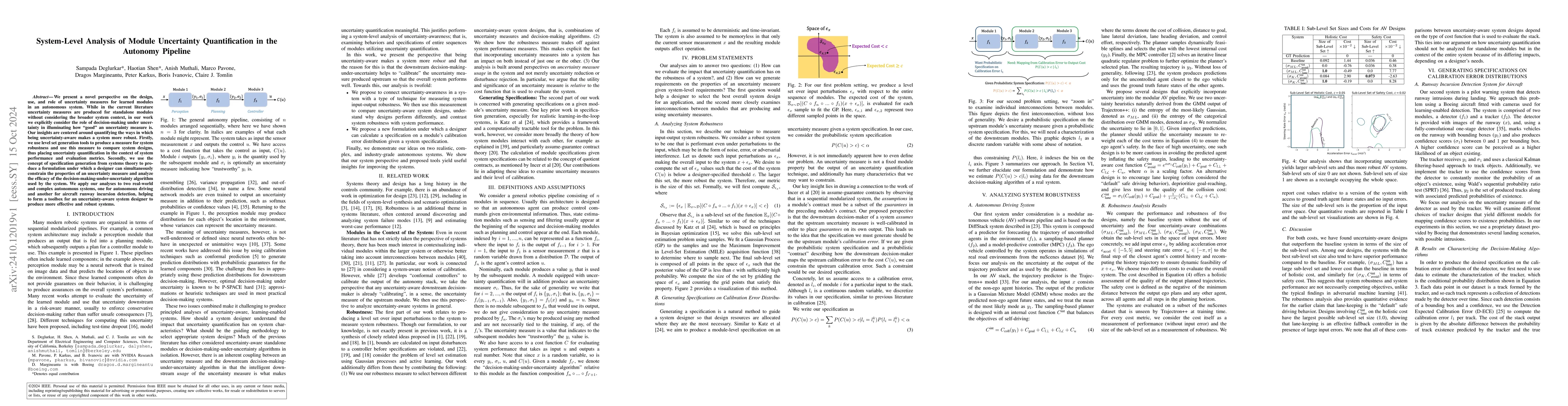 Thumbnail for System-Level Analysis of Module Uncertainty Quantification in the
  Autonomy Pipeline