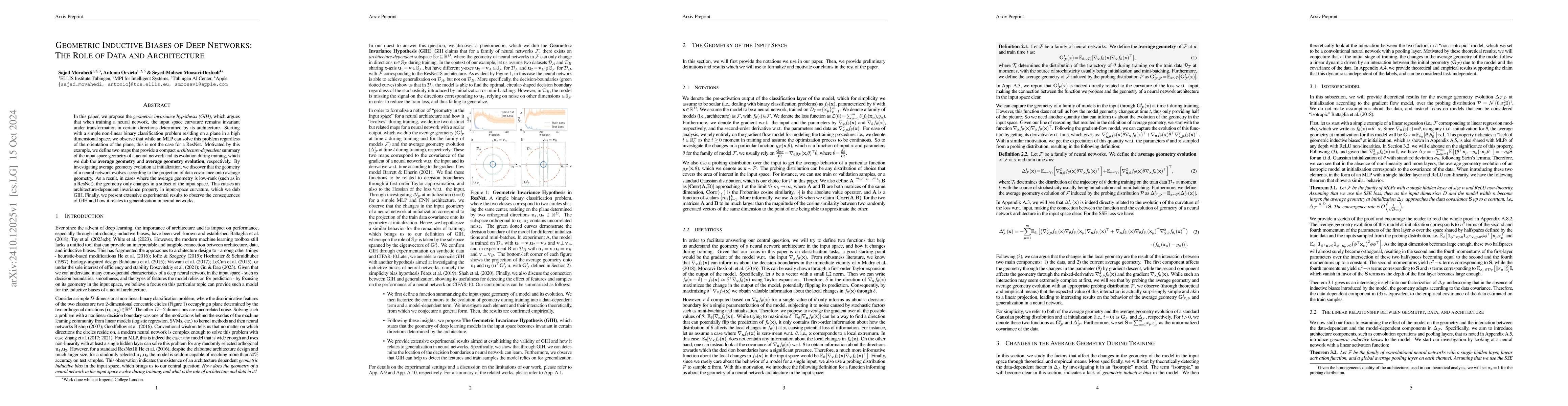 Thumbnail for Geometric Inductive Biases of Deep Networks: The Role of Data and
  Architecture