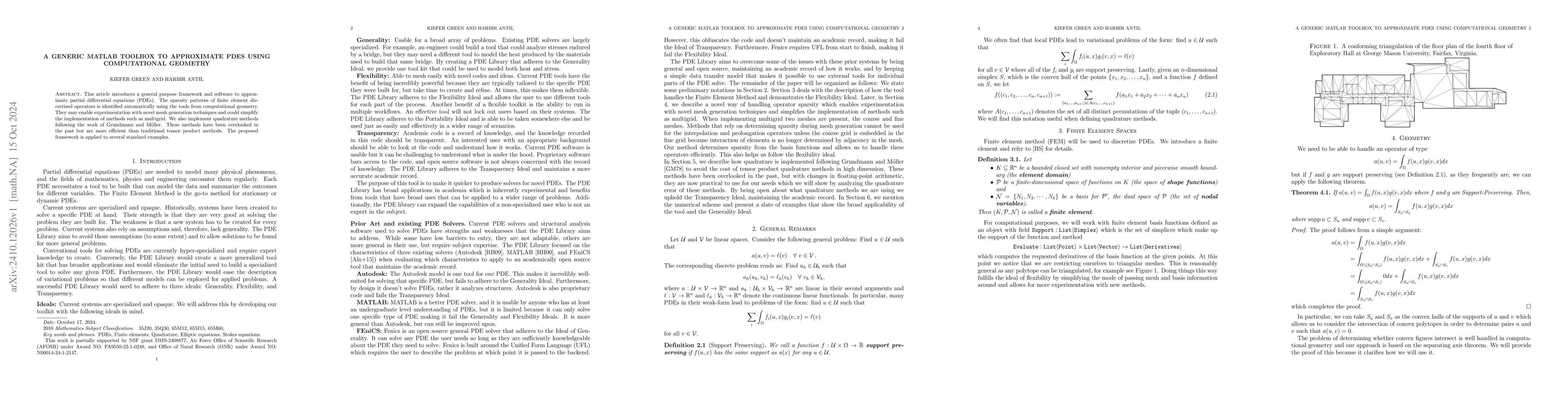 Thumbnail for A Generic MATLAB Toolbox to Approximate PDEs Using Computational
  Geometry