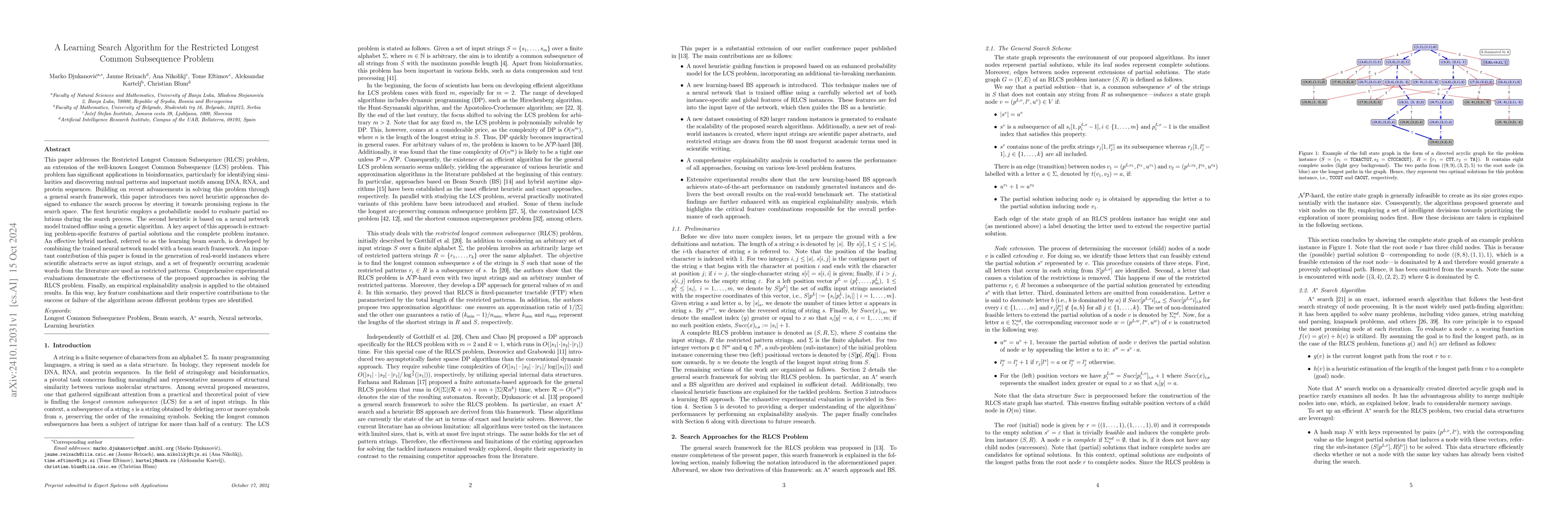 Thumbnail for A Learning Search Algorithm for the Restricted Longest Common
  Subsequence Problem