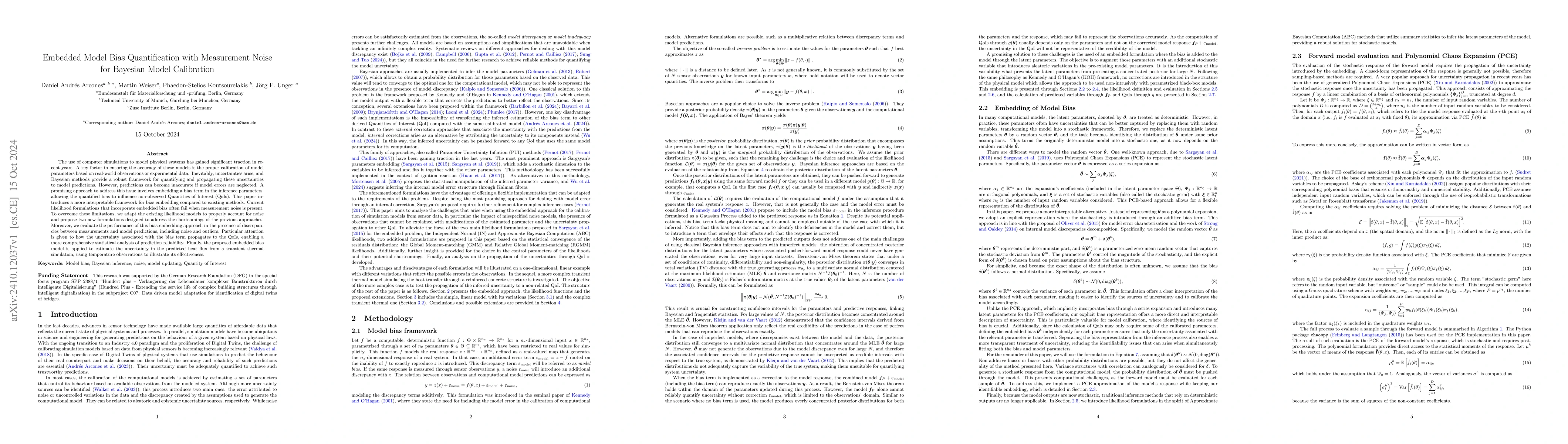 Thumbnail for Embedded Model Bias Quantification with Measurement Noise for Bayesian
  Model Calibration