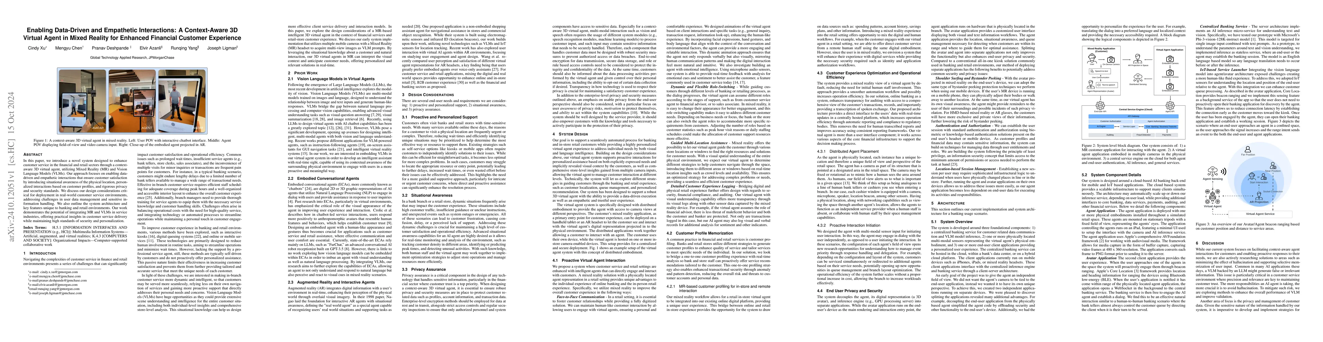 Thumbnail for Enabling Data-Driven and Empathetic Interactions: A Context-Aware 3D
  Virtual Agent in Mixed Reality for Enhanced Financial Customer Experience