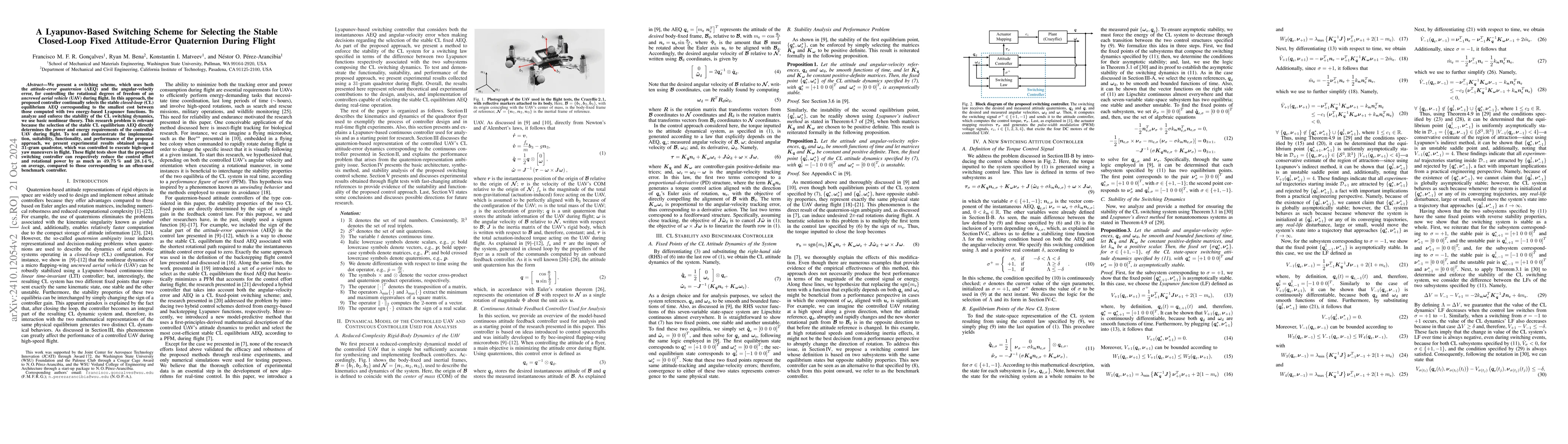 Thumbnail for A Lyapunov-Based Switching Scheme for Selecting the Stable Closed-Loop
  Fixed Attitude-Error Quaternion During Flight