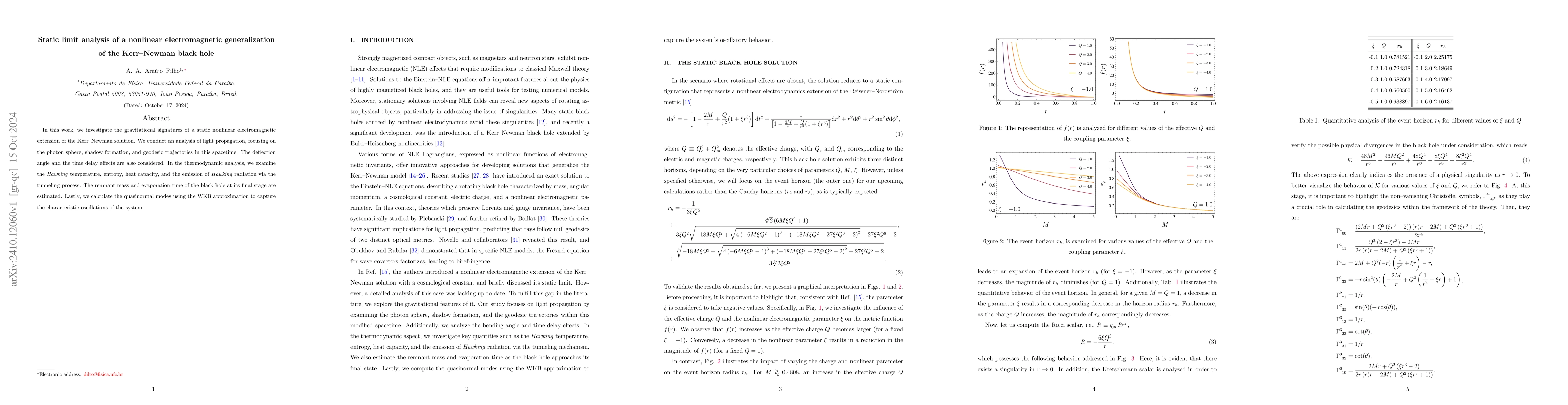Thumbnail for Static limit analysis of a nonlinear electromagnetic generalization of
  the Kerr-Newman black hole
