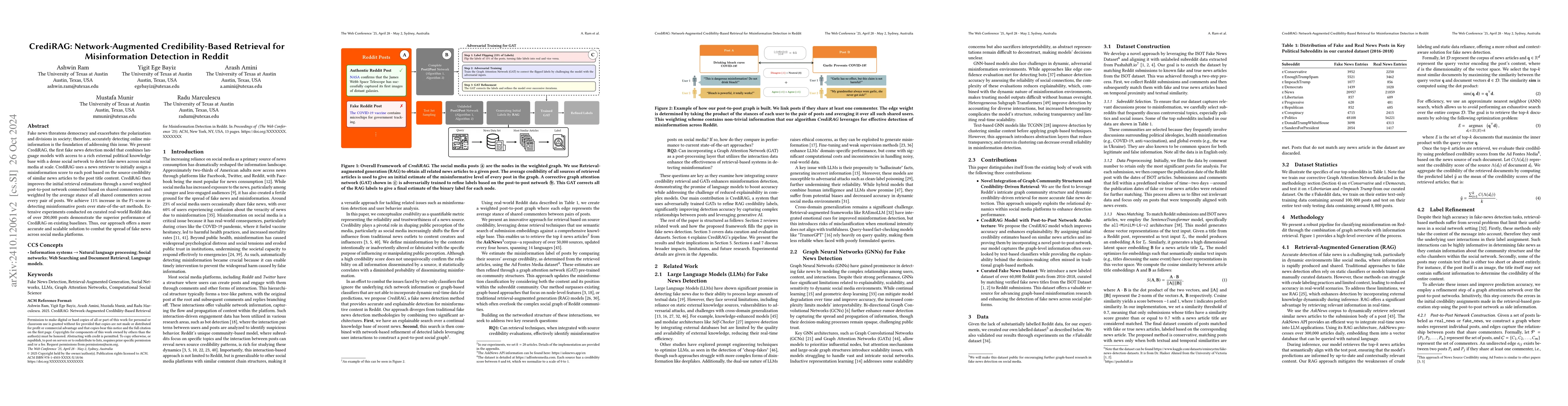 Thumbnail for CrediRAG: Network-Augmented Credibility-Based Retrieval for
  Misinformation Detection in Reddit