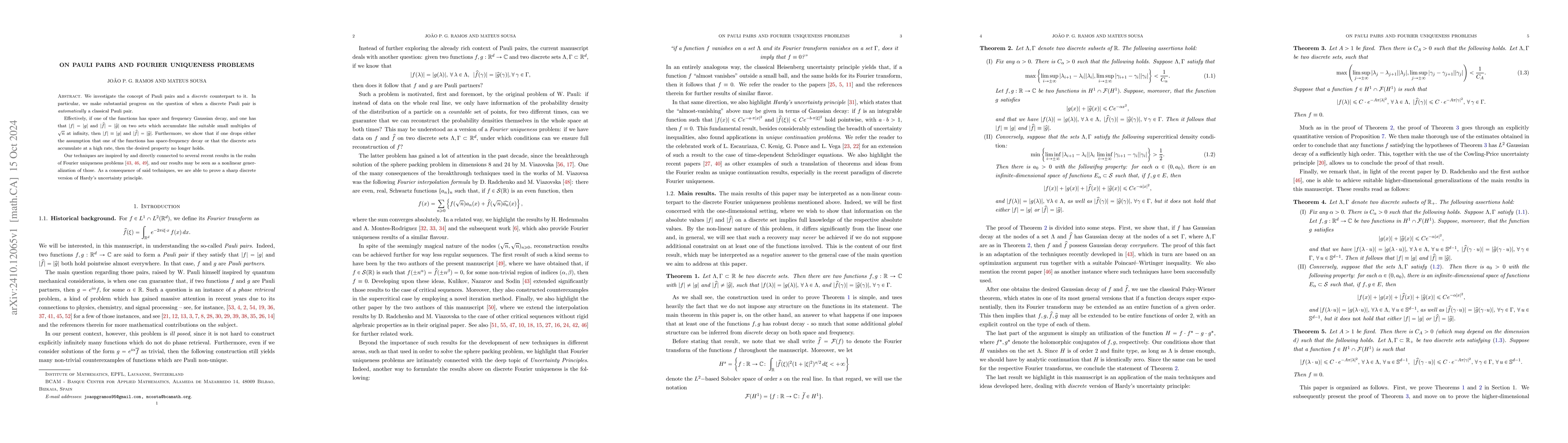Thumbnail for On Pauli pairs and Fourier uniqueness problems