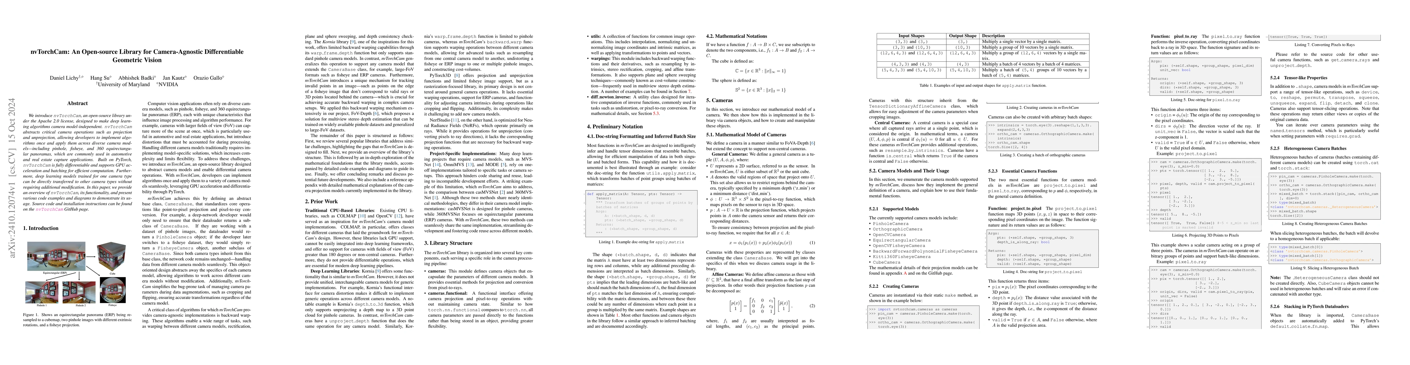 Thumbnail for nvTorchCam: An Open-source Library for Camera-Agnostic Differentiable
  Geometric Vision