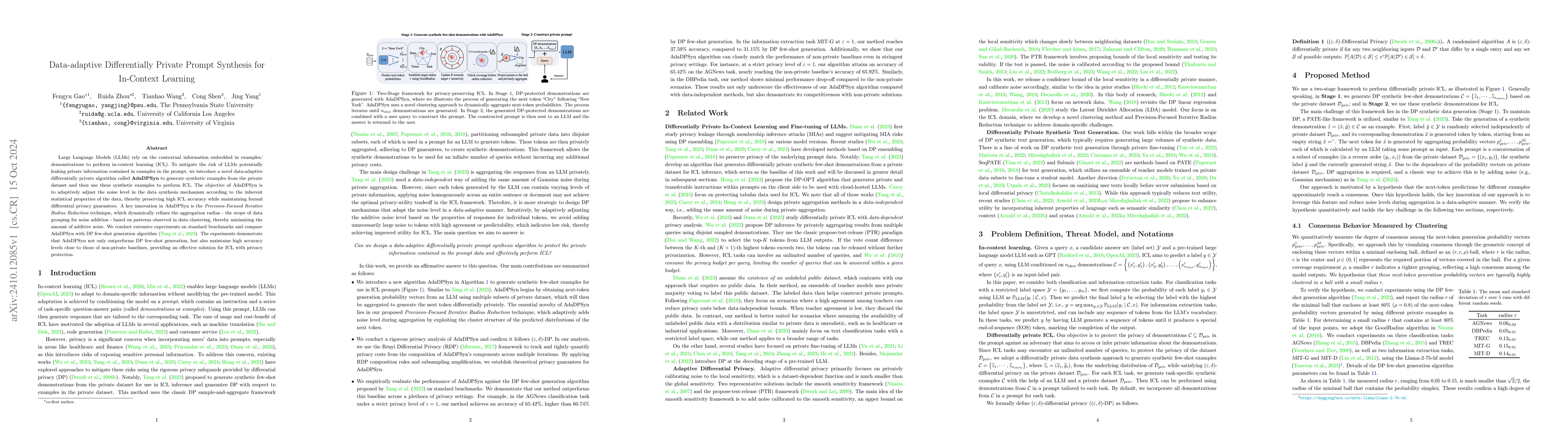 Thumbnail for Data-adaptive Differentially Private Prompt Synthesis for In-Context
  Learning