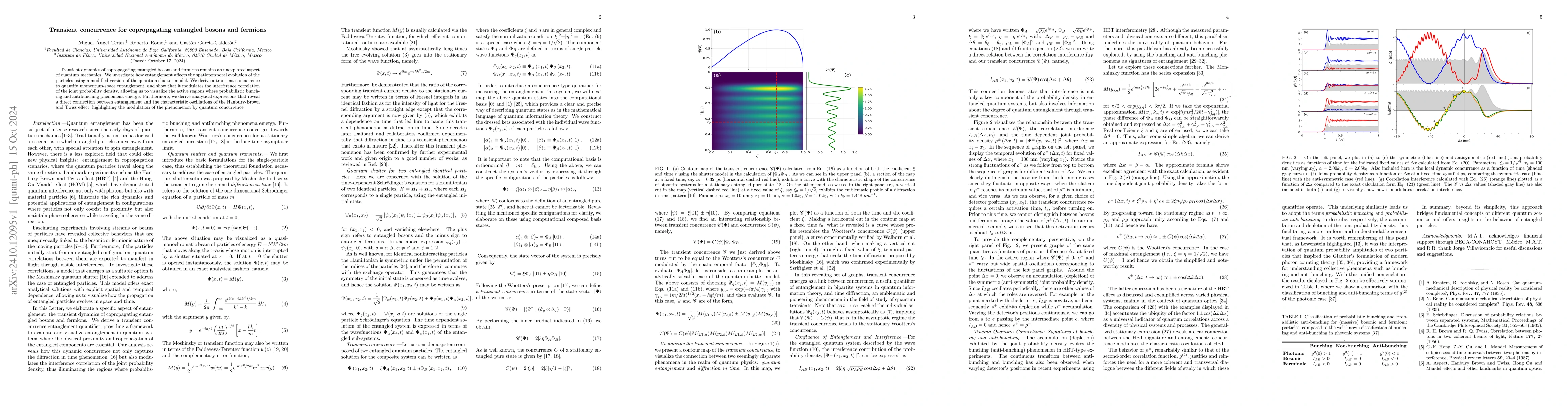 Thumbnail for Transient concurrence for copropagating entangled bosons and fermions
