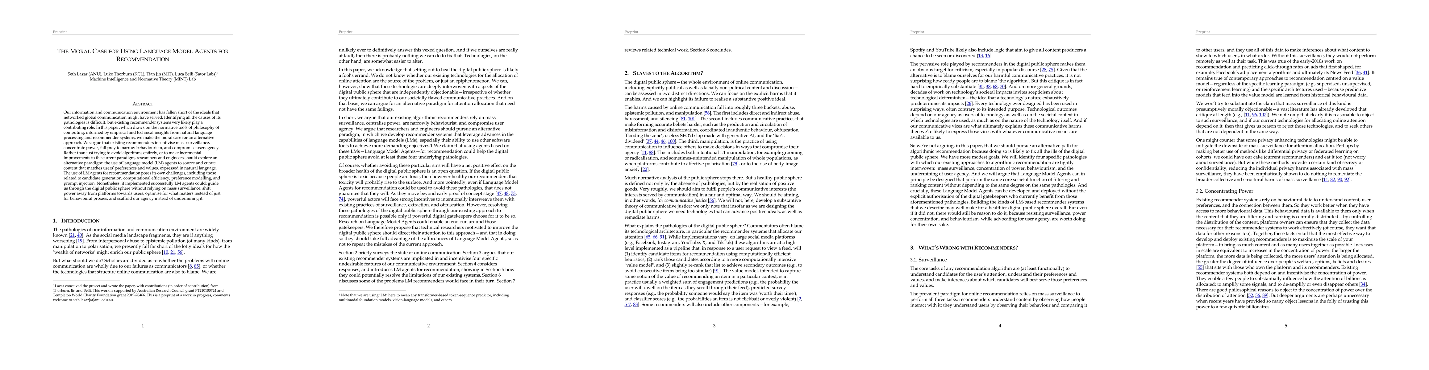 Thumbnail for The Moral Case for Using Language Model Agents for Recommendation