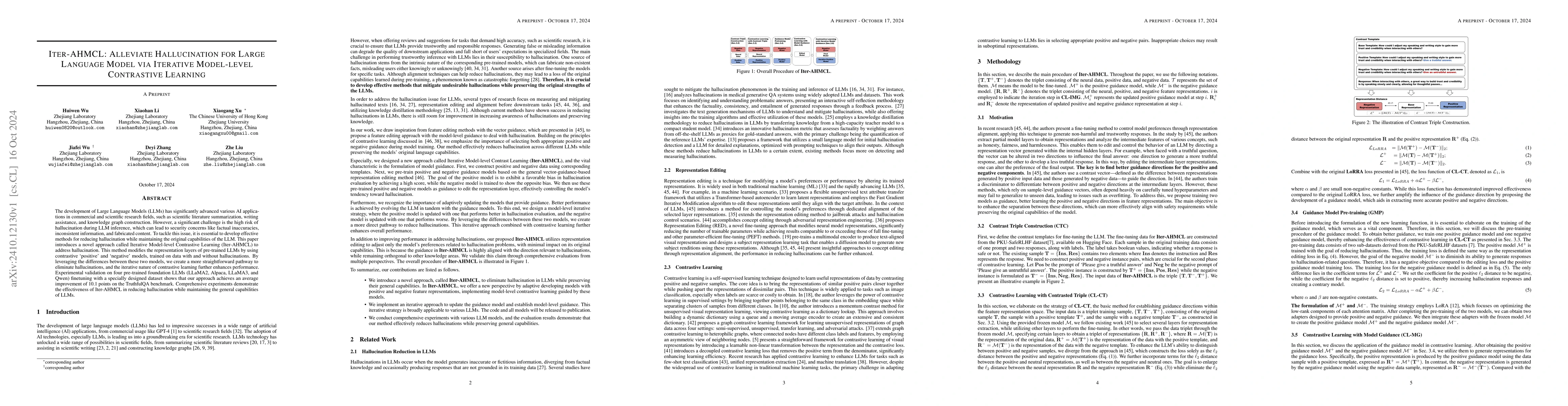Thumbnail for Iter-AHMCL: Alleviate Hallucination for Large Language Model via
  Iterative Model-level Contrastive Learning