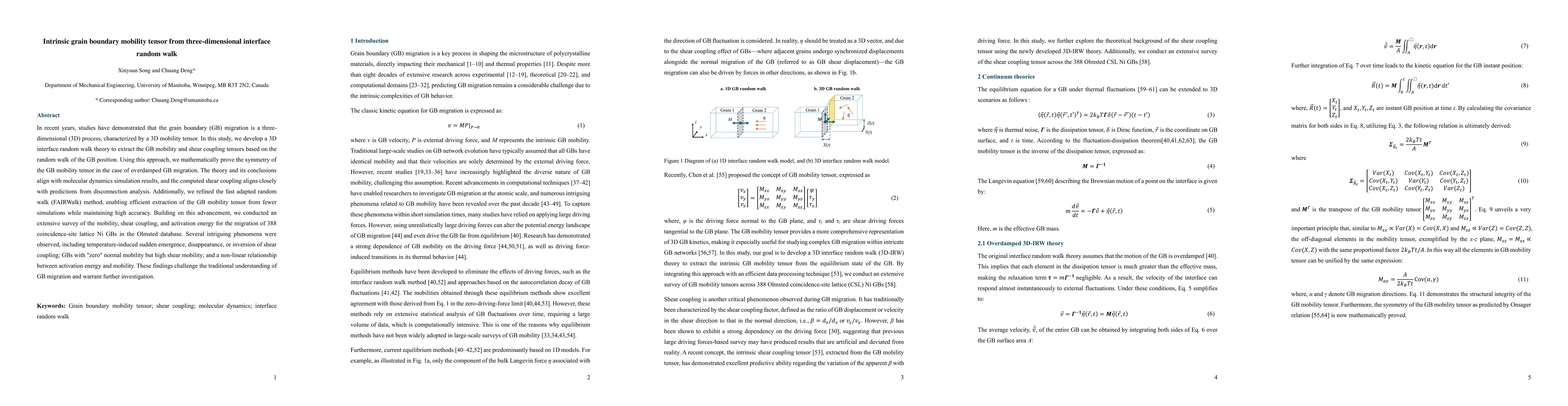 Thumbnail for Intrinsic grain boundary mobility tensor from three-dimensional
  interface random walk