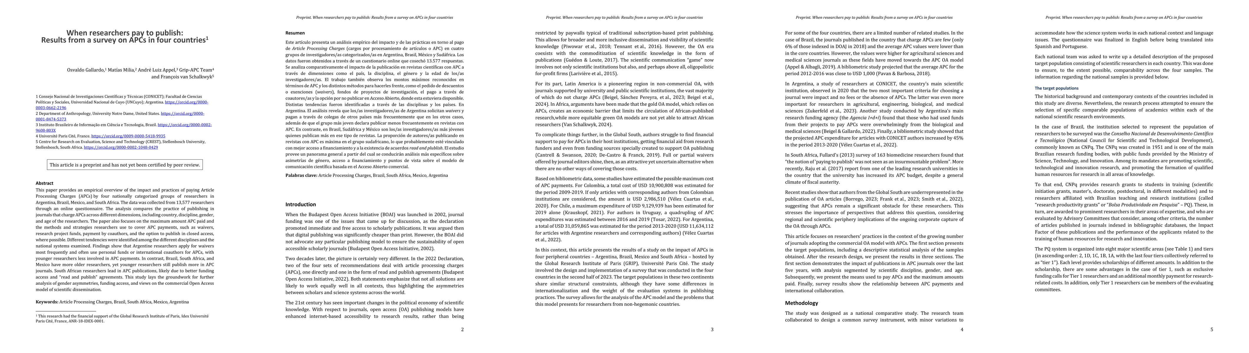 Thumbnail for When researchers pay to publish: Results from a survey on APCs in four
  countries