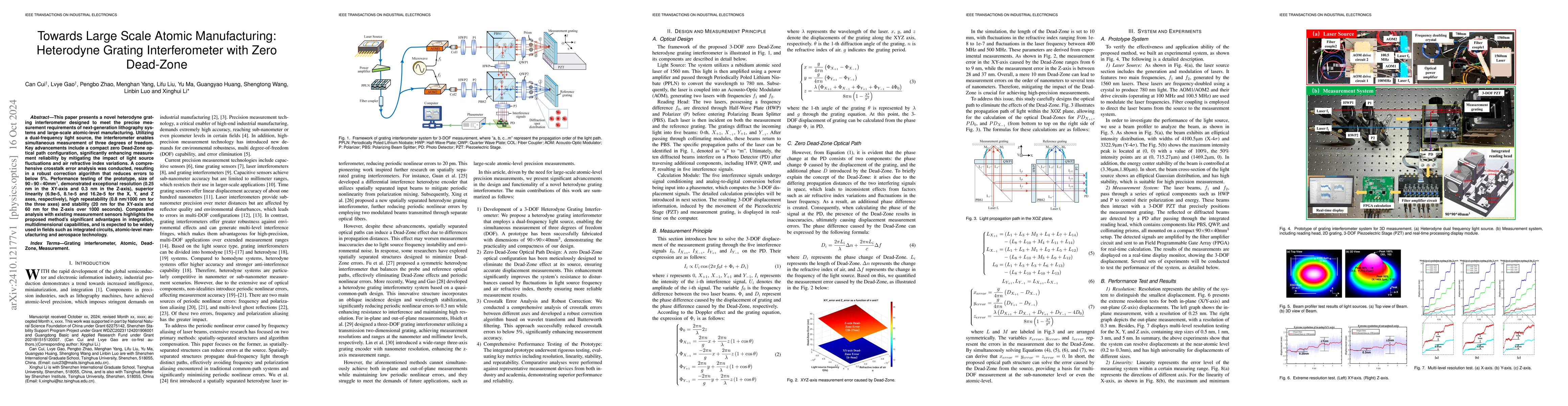 Thumbnail for Towards Large Scale Atomic Manufacturing: Heterodyne Grating
  Interferometer with Zero Dead-Zone