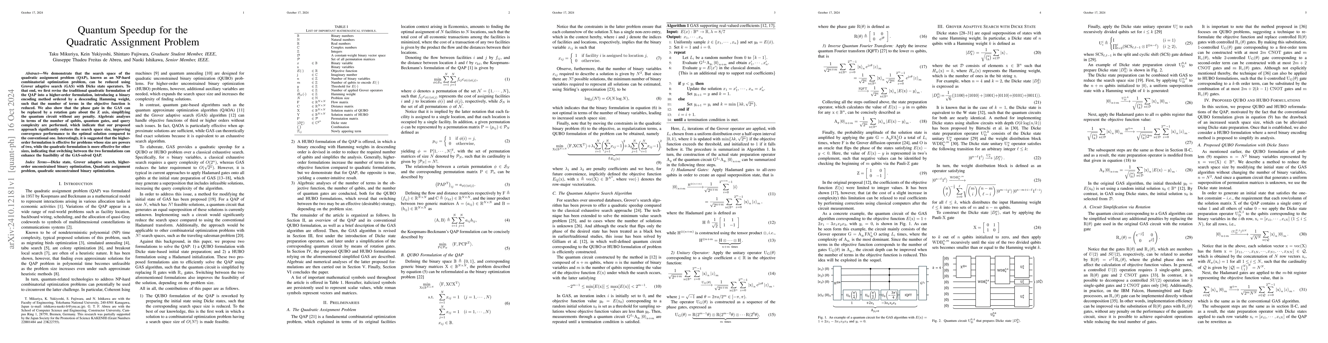 Thumbnail for Quantum Speedup for the Quadratic Assignment Problem