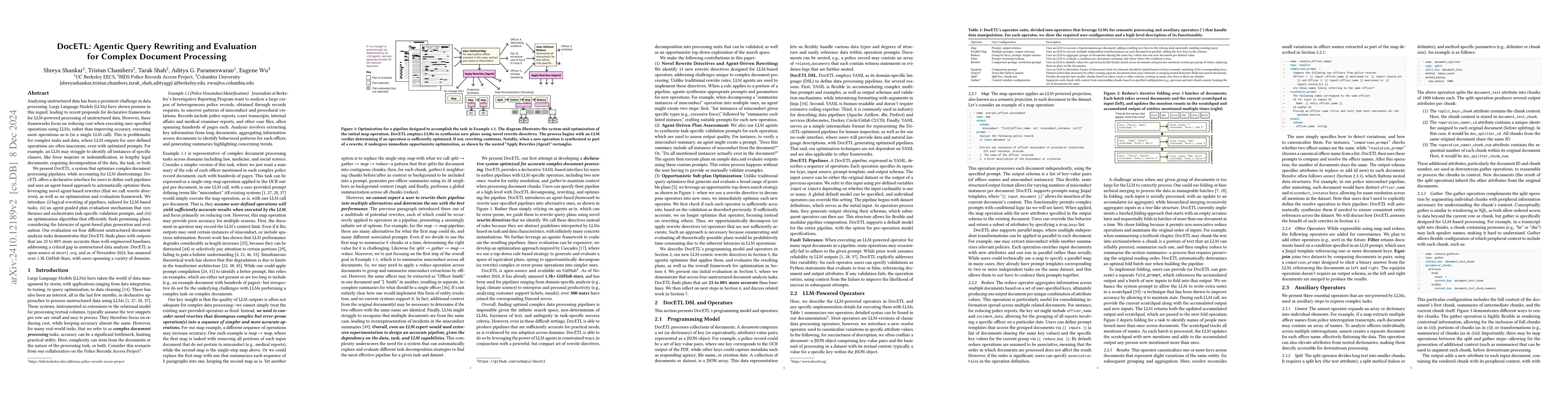 Thumbnail for DocETL: Agentic Query Rewriting and Evaluation for Complex Document
  Processing
