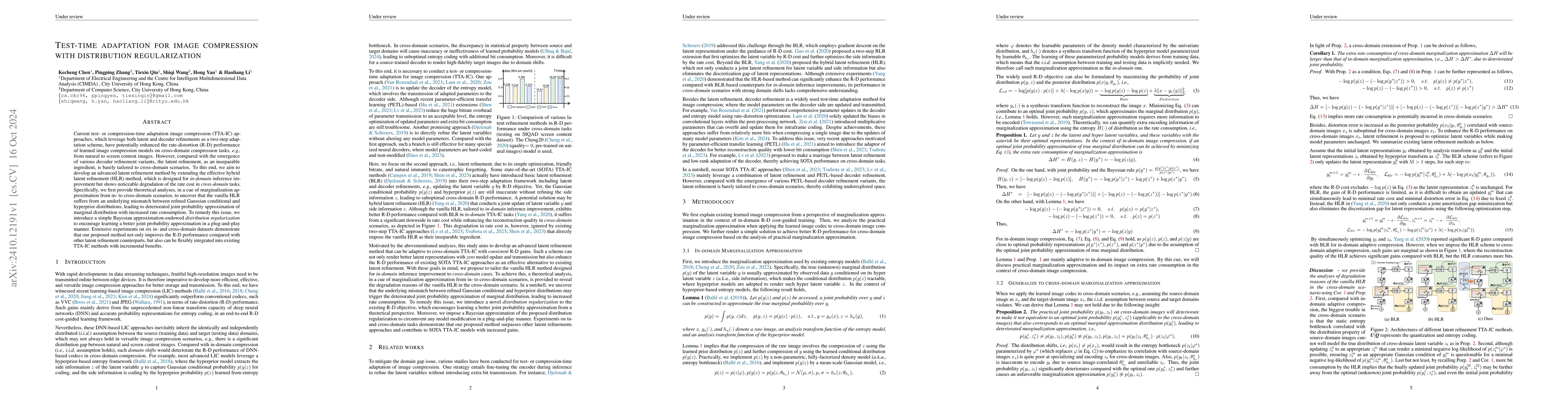 Thumbnail for Test-time adaptation for image compression with distribution
  regularization