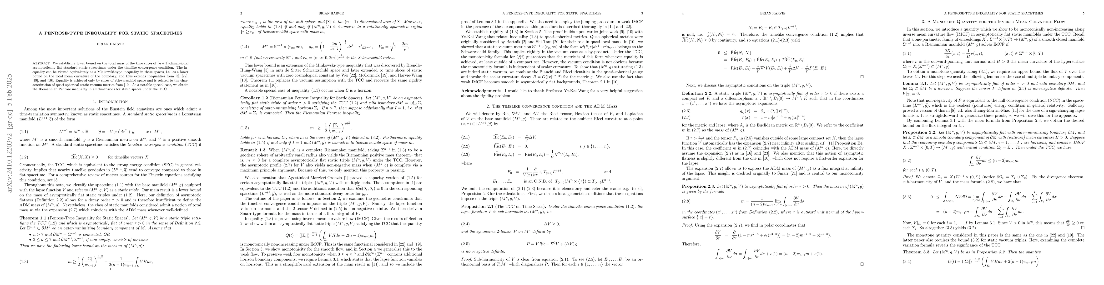 Thumbnail for A Penrose-type inequality for static spacetimes