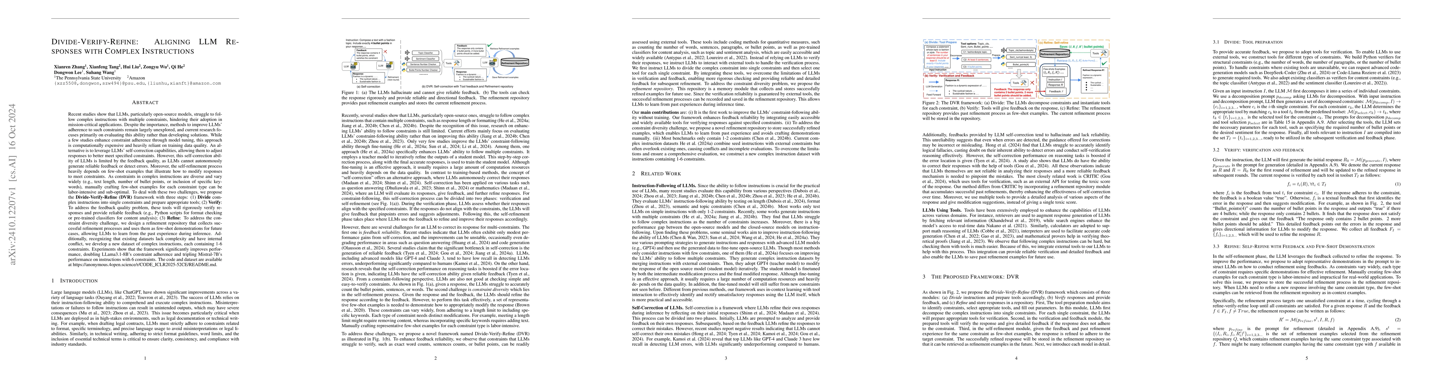 Thumbnail for Divide-Verify-Refine: Aligning LLM Responses with Complex Instructions