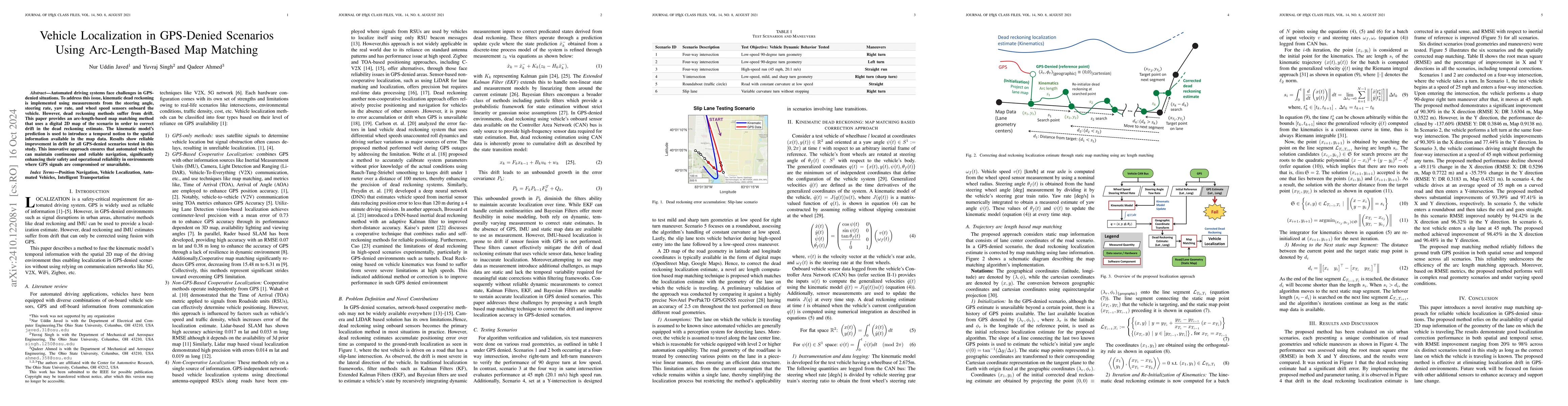 Thumbnail for Vehicle Localization in GPS-Denied Scenarios Using Arc-Length-Based Map
  Matching