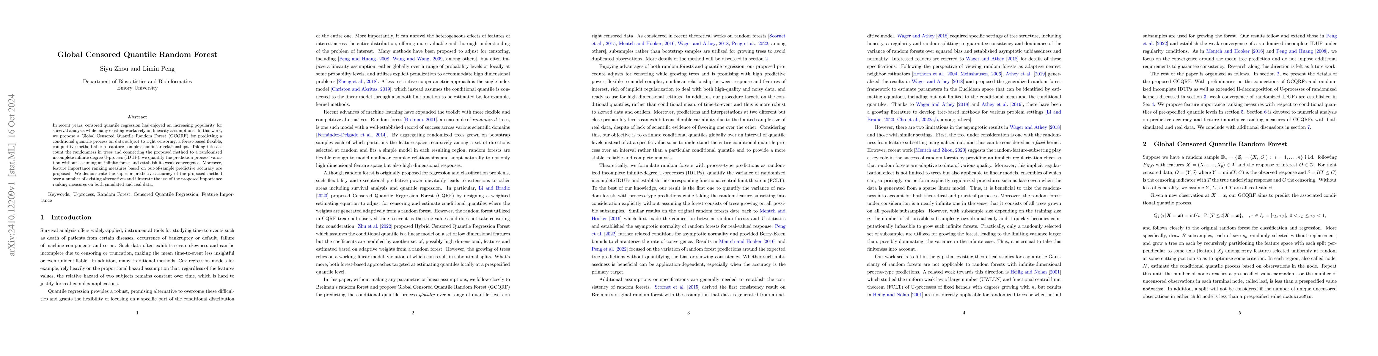 Thumbnail for Global Censored Quantile Random Forest