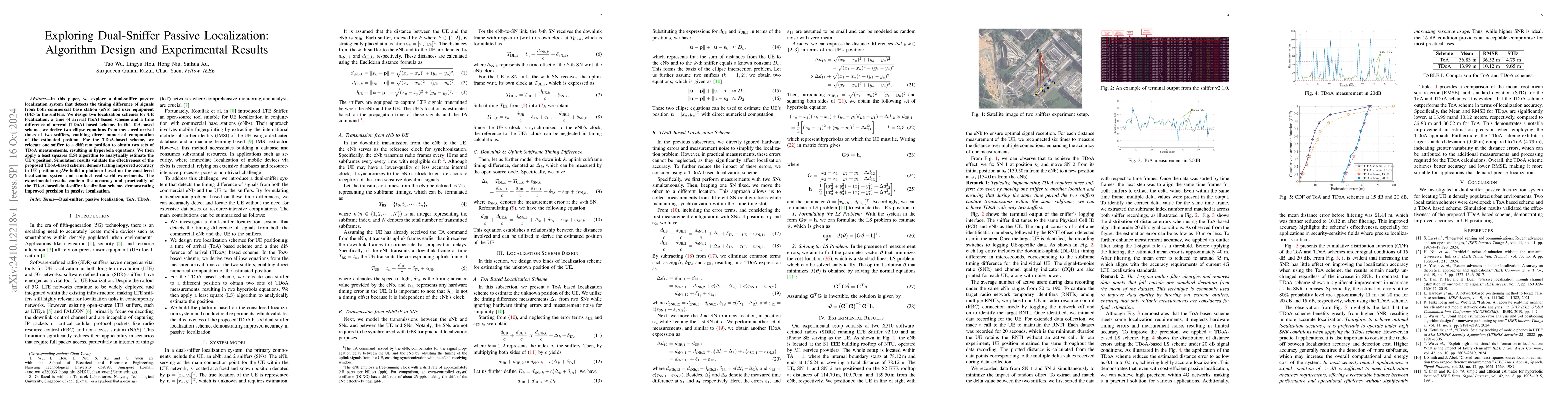 Thumbnail for Exploring Dual-Sniffer Passive Localization: Algorithm Design and
  Experimental Results