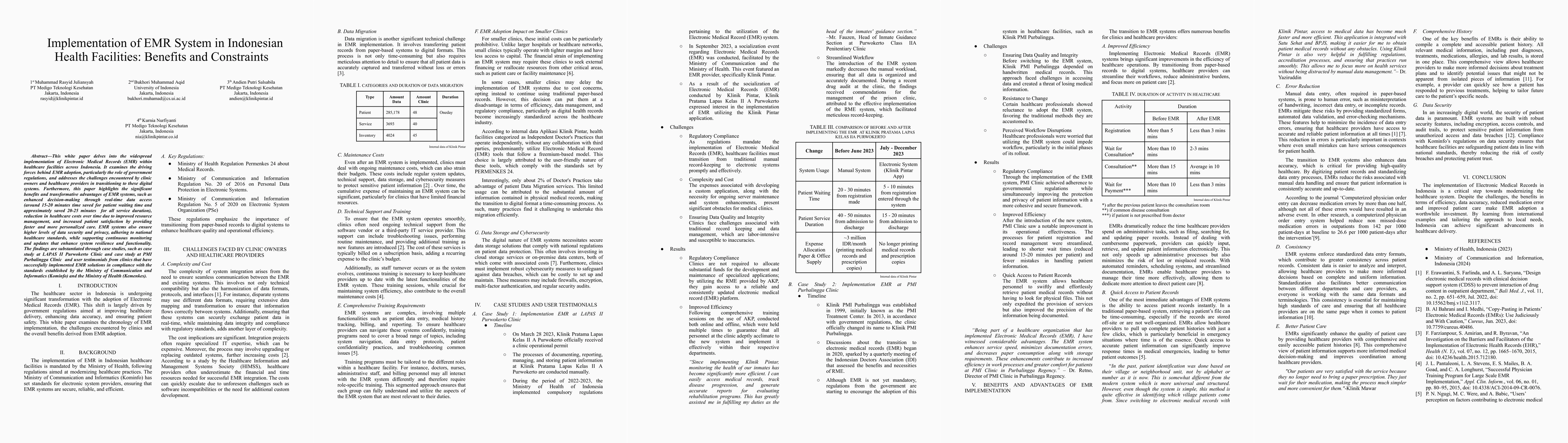 Thumbnail for Implementation of EMR System in Indonesian Health Facilities: Benefits
  and Constraints