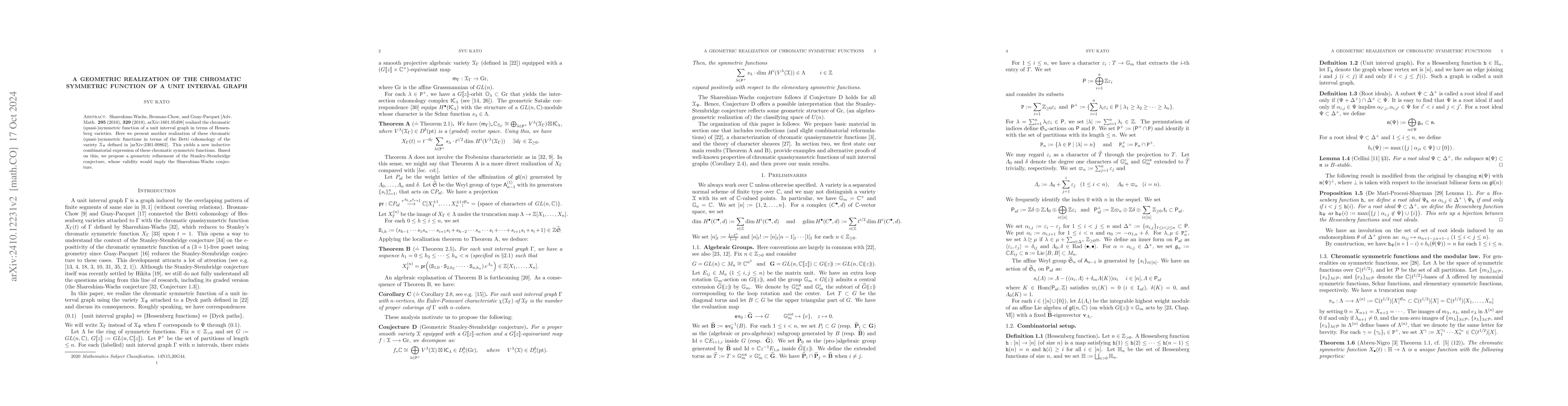 Thumbnail for A geometric realization of the chromatic symmetric function of a unit
  interval graph